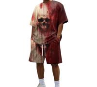 Conjunto Deportivo Hombre Chandal Hombre Completo Estampado Sangriento Halloween Reversible Cuello Redondo Shorts Elasticos Ropa Verano Fiesta Conjuntos Verano Moderna Ropa De