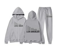 Conjunto deportivo informal para mujer con sudadera con capucha y pantalones deportivos de manga larga con cremallera y bolsillos. Mayas Negras (Grey, XL)