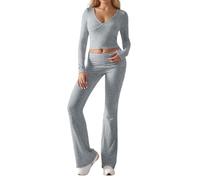 Conjunto Deportivo Mujer Chándales Mujer Completo Workout Set Sets For 2 Piece Manga Larga Crop Tops Fold Over Pantalones De Yoga A Juego Workout Sets Casual Conjuntos Sock Cálido Red Chándal Female