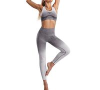 Conjunto deportivo para gimnasio de mujer, 2 piezas, fitness, culturismo, leggings de cintura alta, conjuntos de entrenamiento, ropa de yoga, sin costuras, chándal deportivo curvo para curso
