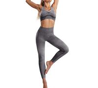 Conjunto deportivo para gimnasio de mujer, 2 piezas, fitness, culturismo, leggings de cintura alta, conjuntos de entrenamiento, ropa de yoga, sin costuras, chándal deportivo curvo para curso