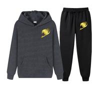 Conjunto deportivo para hombre de FAIRY TAIL, sudadera suave tipo jersey para correr, sudadera con capucha cálida para otoño e invierno, conjunto informal de 2 piezas con estampado,Dark Gray-xx_l