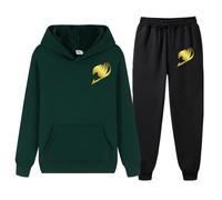 Conjunto deportivo para hombre de FAIRY TAIL, sudadera suave tipo jersey para correr, sudadera con capucha cálida para otoño e invierno, conjunto informal de 2 piezas con estampado,Army Green-xx_l