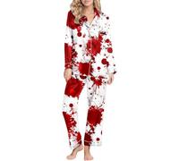 Conjunto deportivo para mujer, pijama estampado humorístico, para mujer, camiseta de manga larga y pantalones cómodos, ideal para una velada cómoda, blanco, XXL