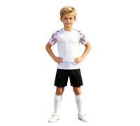Conjunto Deportivo para Niños, Camiseta de Manga Corta con Degradado y Pantalones Cortos, Ropa de Entrenamiento Transpirable y Ligera para Fútbol y Atletismo