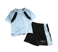 Conjunto deportivo unisex para niños primaveral y veraniego en manga corta - ropa casual de Boys Outfits&Set ideal para juego y actividad física Movimiento Libre sin Restricciones para Crecer Feliz