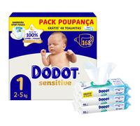 Conjunto Dodot Pañales Sensitive 2-5kg T1 y 2+1 Toallitas Bebé Aqua Pure