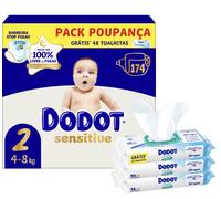 Conjunto Dodot Pañales Sensitive 4-8kg T2 y Toallitas Bebé Aqua Pure D