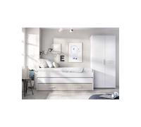 Conjunto dormitorio PEMA DEKIT cama compacta + armario blanco/alistonado