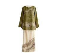 Conjunto Dos Piezas para Mujer Estampado Ola Acuarela Elegante Modesto Casual Túnica Manga Larga & Falda Maxi Conjunto
