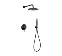 Conjunto ducha empotrado Imex Monza Negro mate 2 vías - Negro / Rociador con tubo salida pared