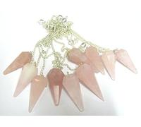 Conjunto exclusivo de diez cuarzo rosa cono Pendulums cristal curación Wellness Reiki energía positiva radiestesia metafísica Feng Shui paz relación riqueza salud hombres mujer regalo amor