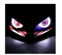 Conjunto Faro Delantero Motocicleta para Kawasaki para Ninja para ZX6R 2013-2018 Faro Delantero De Motocicleta Compatible con Demon Angel Eye HID Proyector Faro Delantero Faro Moto(White Red)