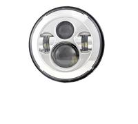 Conjunto Faro Delantero Motocicleta para Softail para Cafe para Racer para Chopper para Wrangler para Suzuki para VAZ 2101 1 Faro LED De 7 Pulgadas Faro Moto(40W Silver)