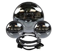 Conjunto Faro Delantero Motocicleta para Touring para Electra para Glide para Road Faro Delantero LED de 7" Luz antiniebla de 4,5" Faro Moto(Black Set)