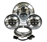 Conjunto Faro Delantero Motocicleta para Touring para Electra para Glide para Road Faro Delantero LED de 7" Luz antiniebla de 4,5" Faro Moto(Chrome Set)