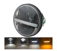 Conjunto Faros Faro LED DRL Haz Alto/bajo, Luz Antiniebla, Lámparas De Paso, Foco Negro con Cubierta, Faro LED para Motocicleta De 12V Y 7 Pulgadas(1PCS Light)