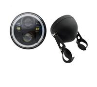 Conjunto Faros Faros Delanteros Led Motocicleta para Ducati 5,75 Pulgadas, Faro Delantero 5 3/4" Ojo Ángel para Motocicleta(Black Combo)