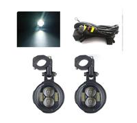 Conjunto Faros para Motocicleta per, Lámpara LED Auxiliar, Luces Antiniebla, Lámpara para Moto(White with Wire)