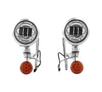 Conjunto Faros para Touring Electra Glide Road King FLHX 1994-2020 2021 2022 2023 2024 Motocicleta 4.5 "Luz Antiniebla LED Que Pasa Lámpara Auxiliar Cubo Carcasa(Cromo)