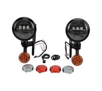 Conjunto Faros para Touring Electra Glide Road King FLHX 1994-2020 2021 2022 2023 2024 Motocicleta 4.5 "Luz Antiniebla LED Que Pasa Lámpara Auxiliar Cubo Carcasa(Negro)