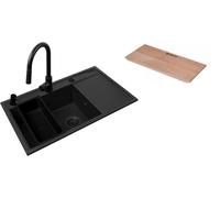 Conjunto fregadero con grifo Pyramis Camea 070168402BE, dispensador de líquidos Pyramis DP-01 028102701, 521019601, 525009601