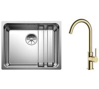 Conjunto fregadero de acero Blanco Etagon 500-U 521841, grifo de cocina Oltens Skafta 35206800