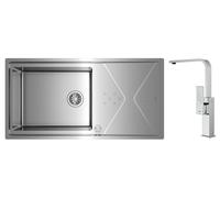 Conjunto fregadero de acero con sifón Teka Brooklyn 115100023, grifo de cocina Teka Brooklyn 116030056