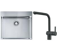 Conjunto fregadero de acero Franke Box 127.0369.295, grifo de cocina Franke Atlas 115.0550.427