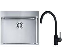 Conjunto fregadero de acero Franke Box 127.0369.295, grifo de cocina Franke Lina 115.0626.020