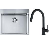Conjunto fregadero de acero Franke Box 127.0369.295, grifo de cocina Franke Lina 115.0626.053
