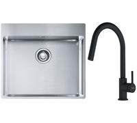 Conjunto fregadero de acero Franke Box 127.0369.295, grifo de cocina Franke Lina 115.0626.053