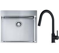 Conjunto fregadero de acero Franke Box 127.0369.295, grifo de cocina Franke Lina 115.0626.055