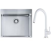 Conjunto fregadero de acero Franke Box 127.0369.295, grifo de cocina Franke Lina 115.0626.081