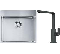Conjunto fregadero de acero Franke Box 127.0369.295, grifo de cocina Franke Mythos 115.0550.441