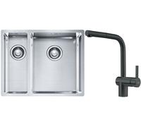 Conjunto fregadero de acero Franke Box 127.0369.916, grifo de cocina Franke Atlas 115.0550.427