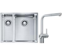 Conjunto fregadero de acero Franke Box 127.0369.916, grifo de cocina Franke Atlas Neo Sensor 115.0625.523