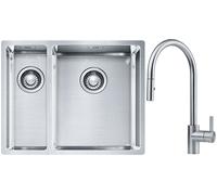Conjunto fregadero de acero Franke Box 127.0369.916, grifo de cocina Franke Eos 115.0590.045