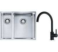 Conjunto fregadero de acero Franke Box 127.0369.916, grifo de cocina Franke Lina 115.0626.020