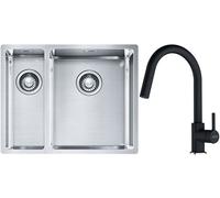 Conjunto fregadero de acero Franke Box 127.0369.916, grifo de cocina Franke Lina 115.0626.055