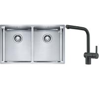 Conjunto fregadero de acero Franke Box 127.0370.188, grifo de cocina Franke Atlas 115.0550.427
