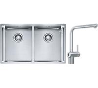 Conjunto fregadero de acero Franke Box 127.0370.188, grifo de cocina Franke Atlas Neo Sensor 115.0625.523