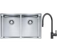 Conjunto fregadero de acero Franke Box 127.0370.188, grifo de cocina Franke Eos 115.0613.671