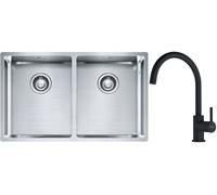 Conjunto fregadero de acero Franke Box 127.0370.188, grifo de cocina Franke Lina 115.0626.019