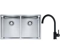 Conjunto fregadero de acero Franke Box 127.0370.188, grifo de cocina Franke Lina 115.0626.020