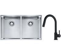 Conjunto fregadero de acero Franke Box 127.0370.188, grifo de cocina Franke Lina 115.0626.053