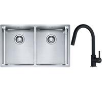 Conjunto fregadero de acero Franke Box 127.0370.188, grifo de cocina Franke Lina 115.0626.055