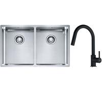 Conjunto fregadero de acero Franke Box 127.0370.188, grifo de cocina Franke Lina 115.0626.057