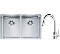 Conjunto fregadero de acero Franke Box 127.0370.188, grifo de cocina Franke Lina 115.0693.229