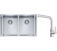 Conjunto fregadero de acero Franke Box 127.0370.188, grifo de cocina Franke Lina 115.0693.230